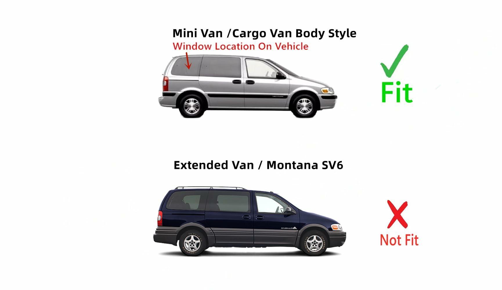 Passenger Right Side Rear Quarter Window Quarter Glass Compatible with Chevrolet Venture 1998-2005/Pontiac Montana 1999-2005 Mini/Cargo Van Models