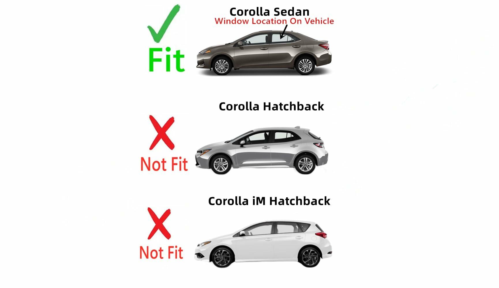 Driver Left Side Rear Door Window Door Glass Compatible with Toyota Corolla 4 Door Sedan 2014-2019 Models