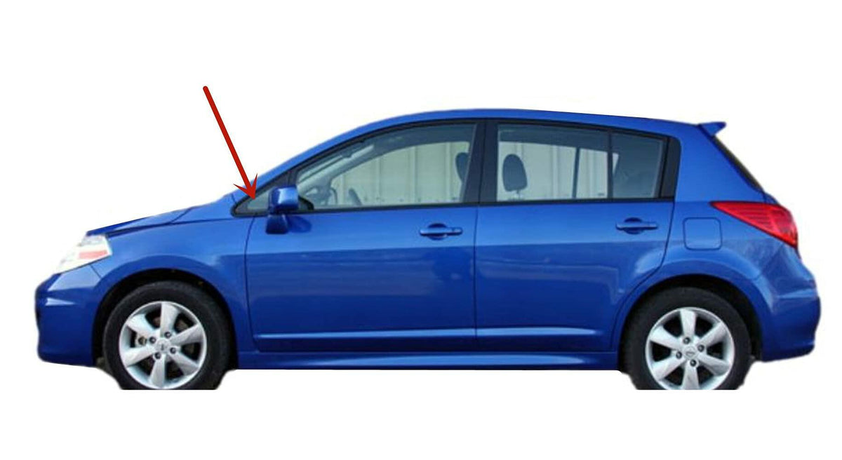 OEM Black Moulding Driver Left Side Front Vent Window Vent Glass Compatible with Nissan Versa 4 Door Hatchback 2007-2013 Models