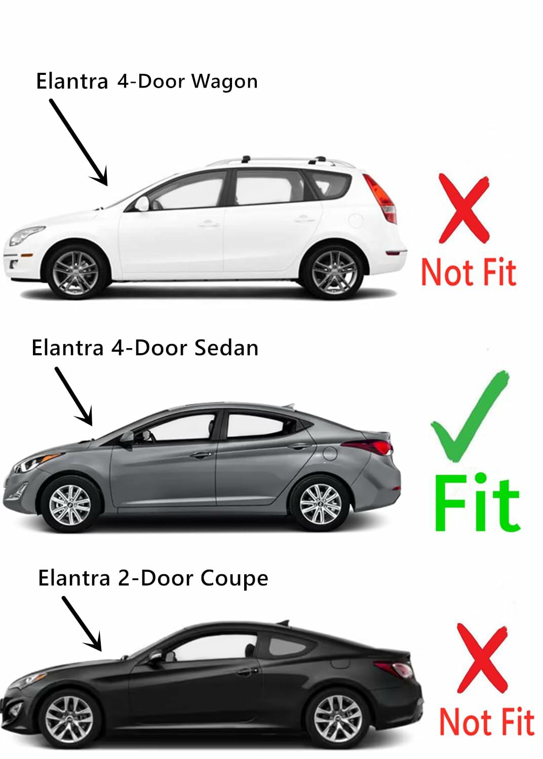 Driver Left Side Rear Door Window Door Glass Compatible with Hyundai Elantra 4 Door Sedan 2011-2016 Models