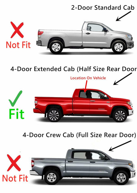 Passenger Right Side Rear Door Window Door Glass Compatible with Toyota Tundra Pickup 4 Door Extended Cab 2007-2021 Models