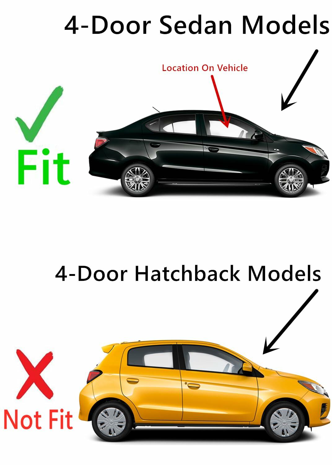 Passenger Right Side Front Door Window Door Glass Compatible with Mitsubishi Mirage G4 4 Door Sedan 2017-2024 Models