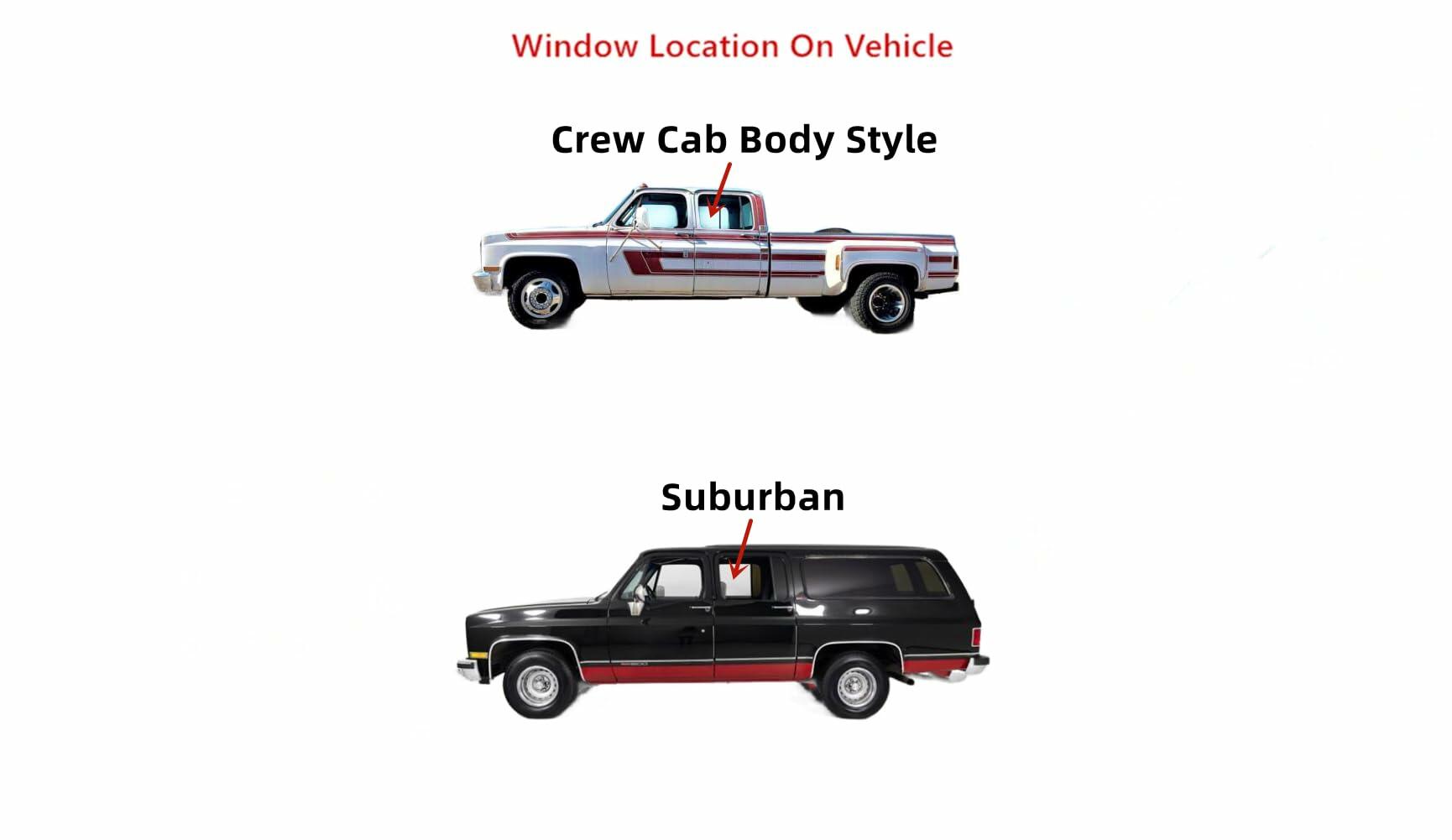 Driver Left Side Rear Door Window Door Glass Compatible with Chevrolet Suburban/GMC Suburban/Chevroket Pickup/GMC Pickup 1981-1991 4 Door Models