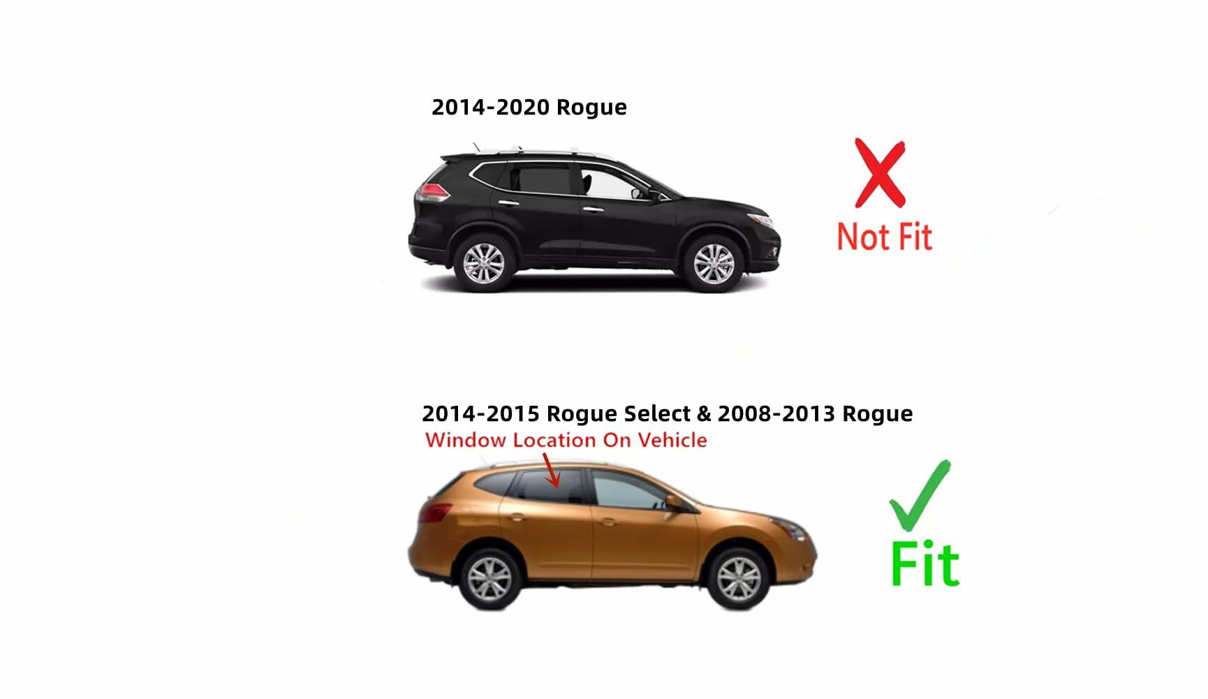 Passenger Right Side Rear Door Window Door Glass Compatible with Nissan Rogue 2008-2013 Models / Rouge Select 2014-2015 Models