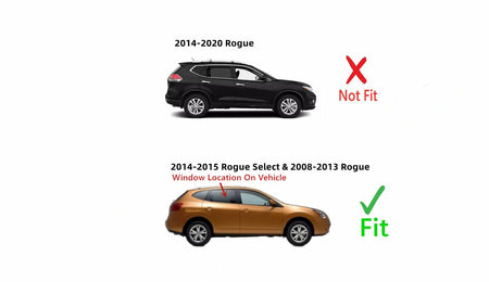Passenger Right Side Rear Door Window Door Glass Compatible with Nissan Rogue 2008-2013 Models / Rouge Select 2014-2015 Models
