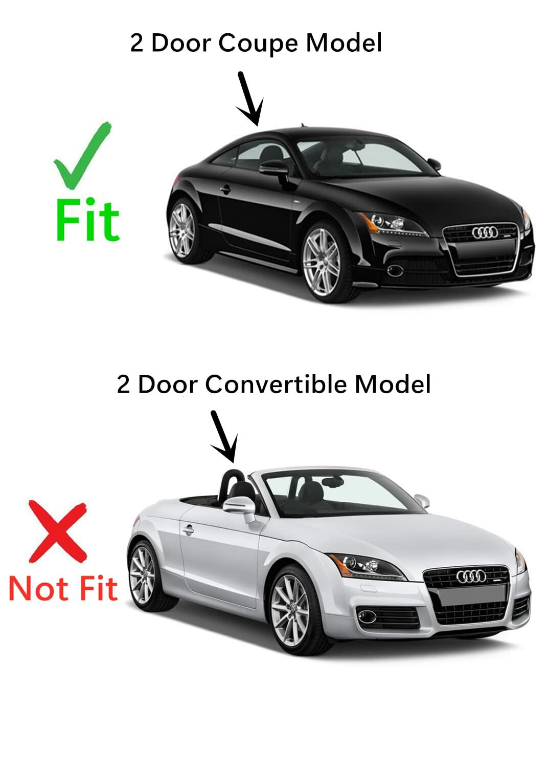 Tempered Passenger Right Side Door Window Door Glass Compatible with Audi TT 2 Door Coupe 2007-2015 Models ( Not For Convertible Models)