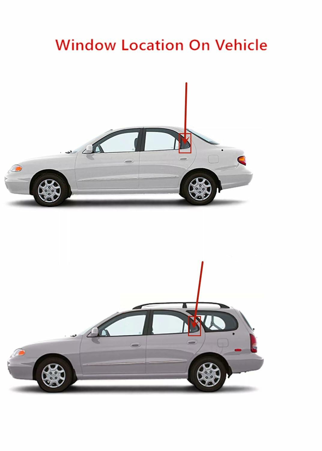 Driver Left Side Rear Vent Window Vent Glass Compatible with Hyundai Elantra 1996-2000 Models