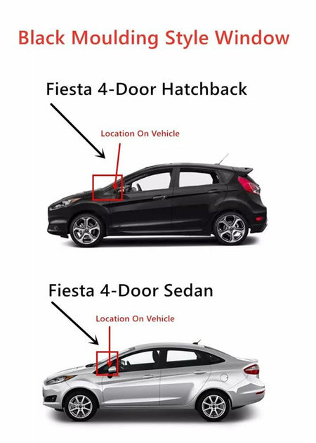 Tempered Black Moulding Style Driver Left Side Front Vent Window Vent Glass Compatible with Ford Fiesta 2011-2019 Models