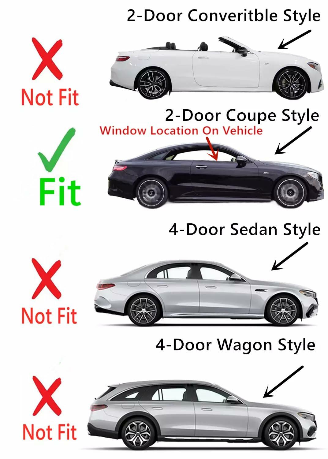 Tempered Passenger Right Side Door Window Door Glass Compatible with Mercedes Benz E400 2018-2019 E450 E53AMG 2020-2023 2 Door Coupe Models