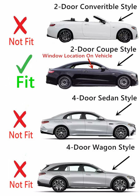 Tempered Passenger Right Side Door Window Door Glass Compatible with Mercedes Benz E400 2018-2019 E450 E53AMG 2020-2023 2 Door Coupe Models