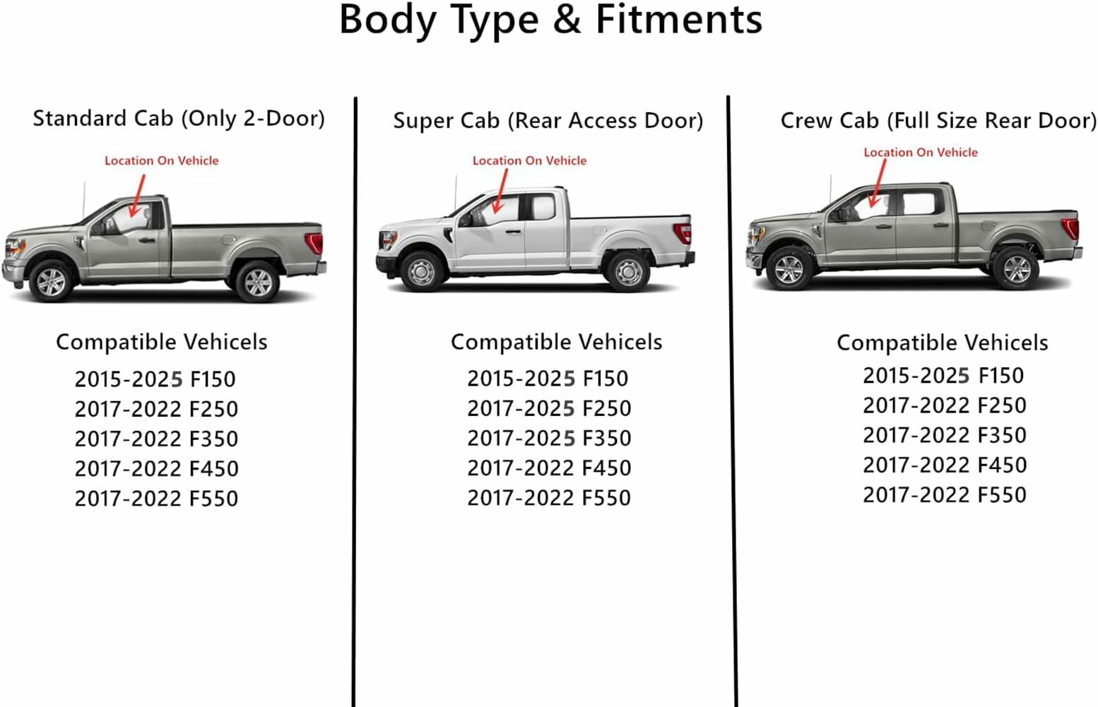 Factory Privacy Tinted Laminated Driver Left Side Front Door Window Door Glass Compatible with Ford F150 2015-2025 / F250 F350 F450 F550 2017-2022 / F250 F350 Super Cab 2023-2025 Models