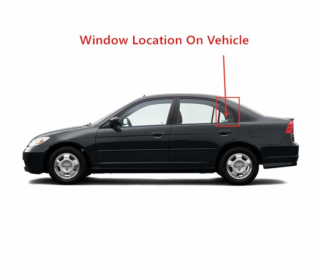Driver Left Side Rear Vent Window Vent Glass Compatible with Honda Civic 4 Door Sedan 2001-2005 Models