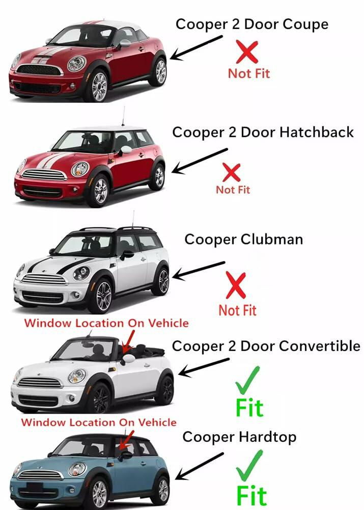 Driver Left Side Door Window Door Glass Compatible with Mini Cooper 2 Door Convertible 2016-2024 Models / Cooper Hardtop 2 Door Hatchback 2014-2024 Models