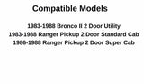 W/Vent Style Passenger Right Side Door Window Door Glass Compatible with Ford Ranger Pickup/Bronco II 1983-1988 Models