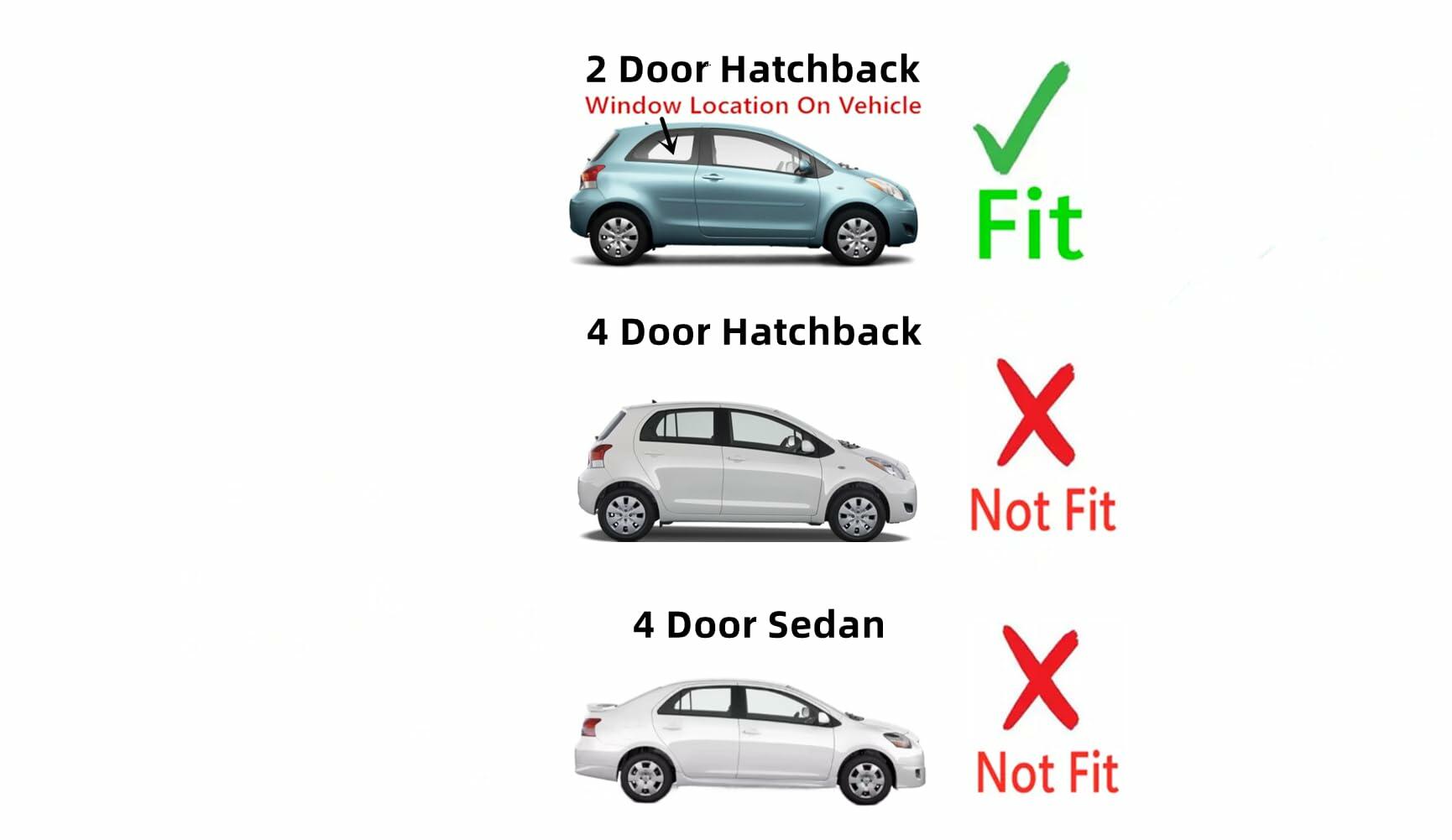 Passenger Right Side Rear Quarter Glass Quarter Window Compatible with Toyota Yaris 2 Door Hatchback 2006-2011 Models