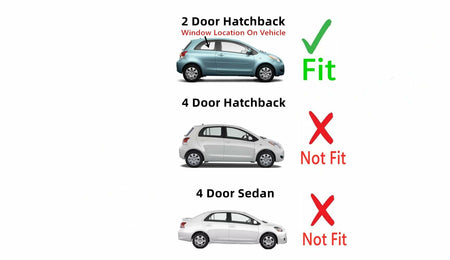 Passenger Right Side Rear Quarter Glass Quarter Window Compatible with Toyota Yaris 2 Door Hatchback 2006-2011 Models