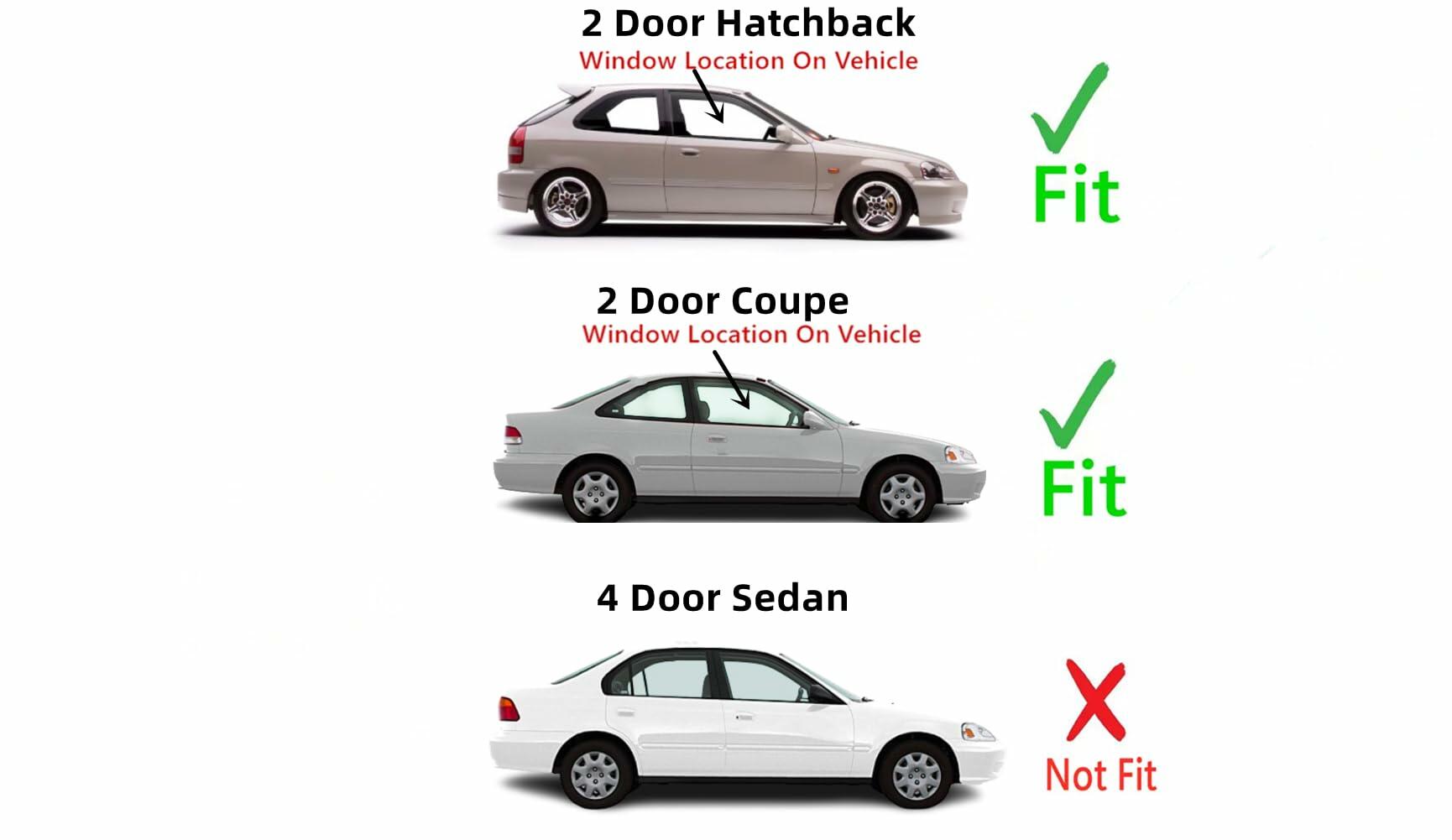 Passenger Right Side Door Glass Compatible with Honda Civic 2 Door Coupe/Hatchback 1996-2000 Models