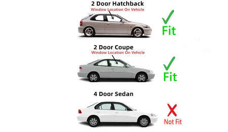 Passenger Right Side Door Glass Compatible with Honda Civic 2 Door Coupe/Hatchback 1996-2000 Models