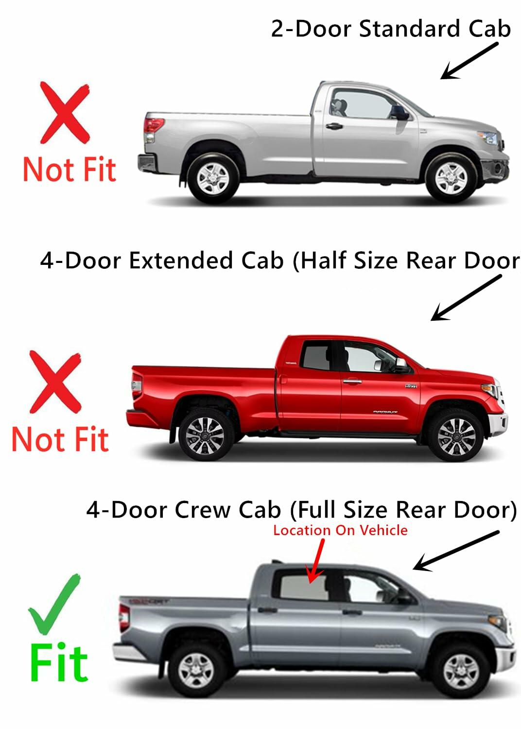 Driver Left Side Rear Door Window Door Glass Compatible with Toyota Tundra Pickup 4 Door Crew Cab 2007-2021 Models