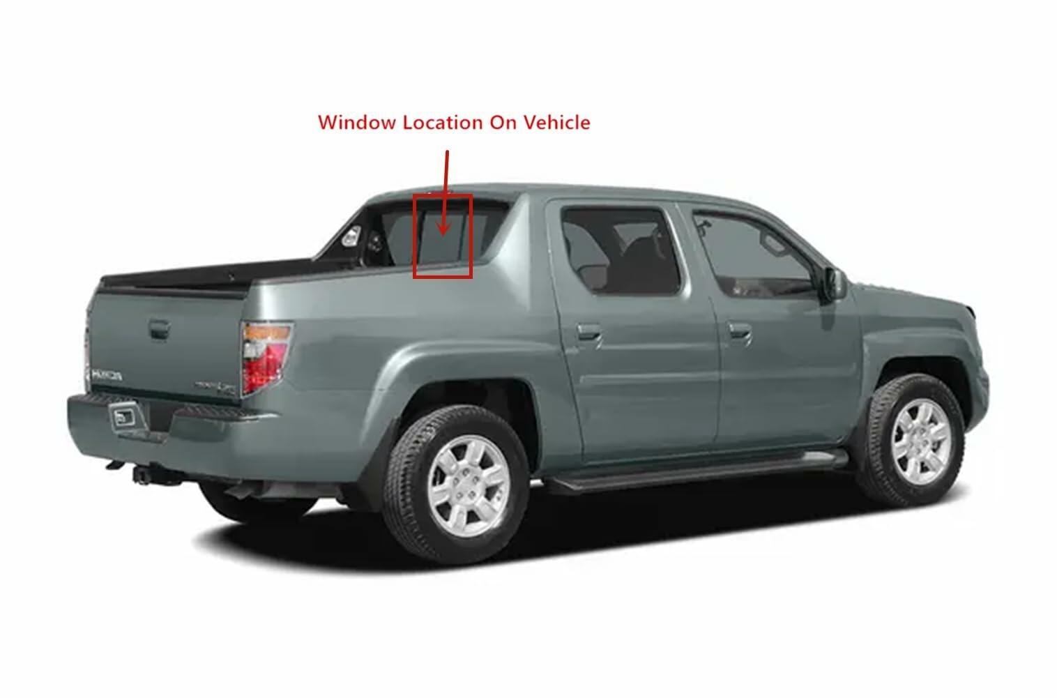 Back Slider Window Center Piece Glass Only Compatible with Honda Ridgeline 2006-2014 Models