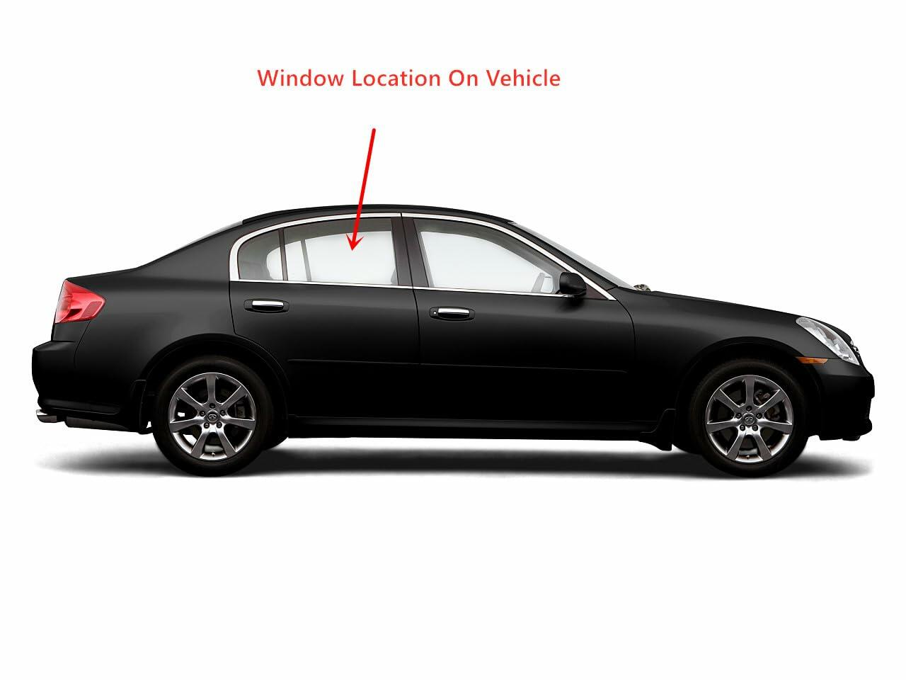 Passenger Right Side Rear Door Window Door Glass Compatible with 2003-2006 Infiniti G35 4 Door Sedan