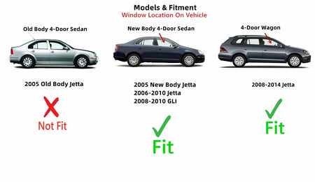 Passenger Right Side Front Door Window Door Glass Compatible with Volkswagen Jetta 2006-2010 / Jetta (New) 2005 / GLI 2008-2010 4 Door Sedan Models / Jetta 4 Door Wagon 2008-2014