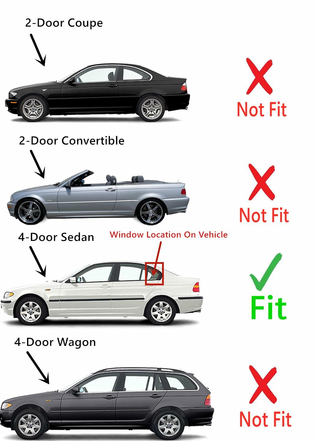 Driver Left Side Rear Vent Window Glass Compatible with BMW 323i 325i 325xi 328i 330i 330xi 4 Door Sedan 1999-2005 Models