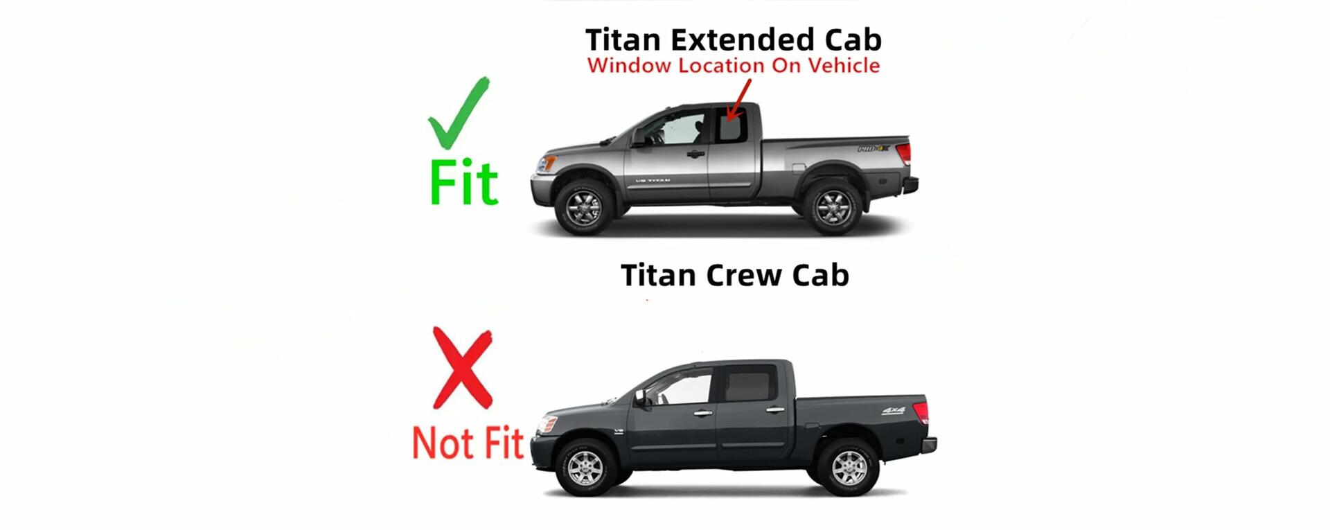 Driver Left Side Rear Quarter Window Quarter Glass Compatible with Nissan Titan 2 Door Extended Cab 2004-2015 Models