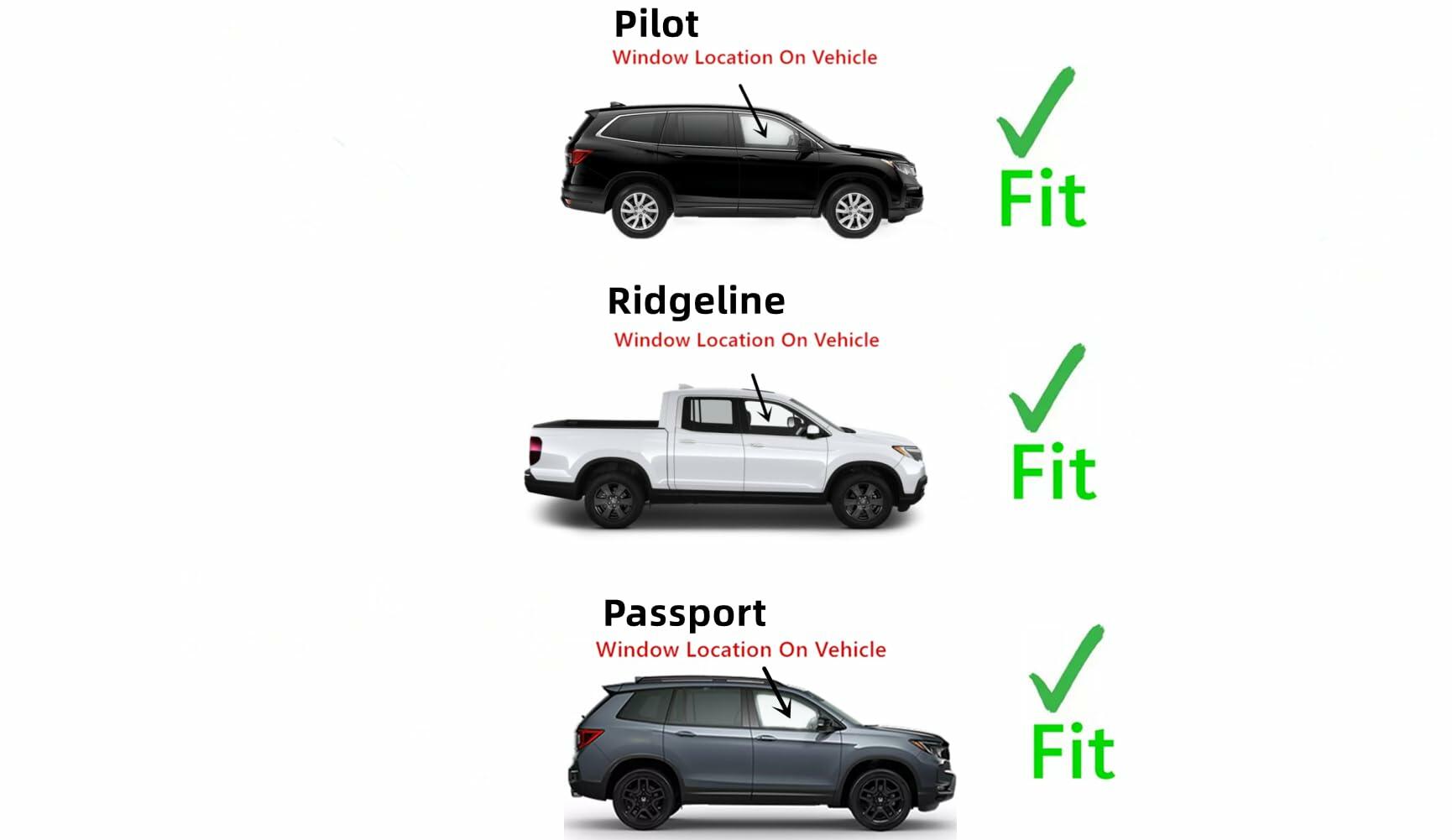 Tempered Passenger Right Side Front Door Window Door Glass Compatible with Honda Pilot 2016-2022/ Ridgeline 2017-2025 / Passport 2019-2025 Models