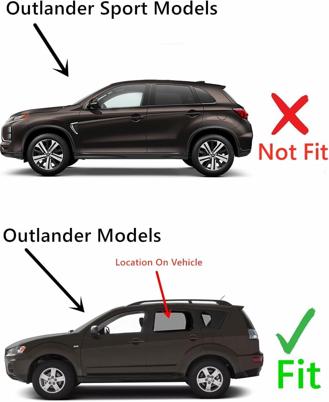 Black Moulding Driver Left Side Quarter Window Quarter Glass Compatible with Mitsubishi Outlander 2007-2013 Models