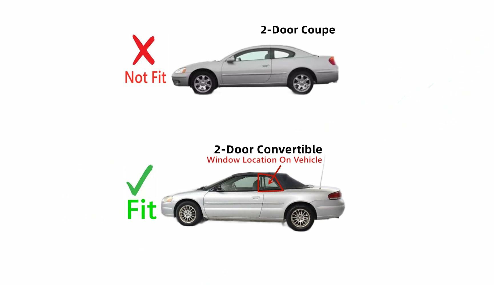 OEM Driver Left Side Quarter Window Quarter Glass Compatible with Chrysler Sebring 2 Door Convertible 1997-2006 Models
