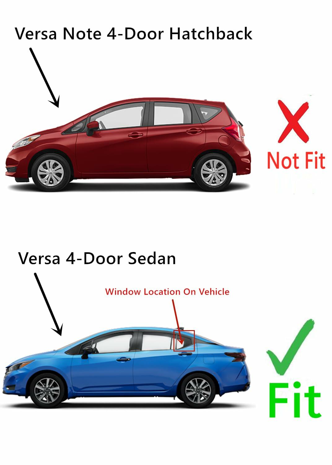 Driver Left Side Rear Vent Glass Vent Window Compatible with Nissan Versa 4 Door Sedan 2012-2019 Models