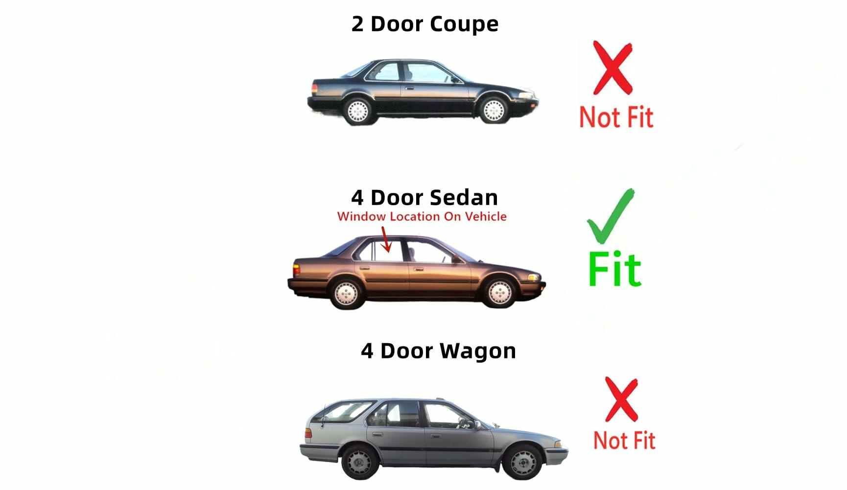 Passenger Right Side Rear Door Window Door Glass Compatible with Honda Accord 4 Door Sedan 1990-1993 Models