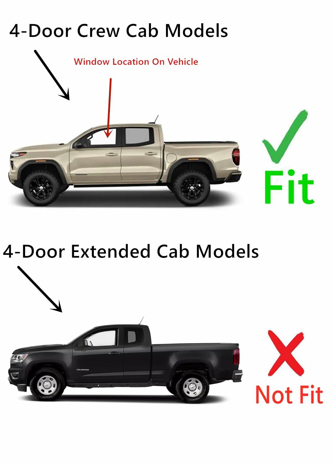 Tempered Driver Left Side Front Door Window Door Glass Compatible with GMC Canyon / Chevrolet Colorado 4-Door Crew Cab Pickup 2023-2026 Models