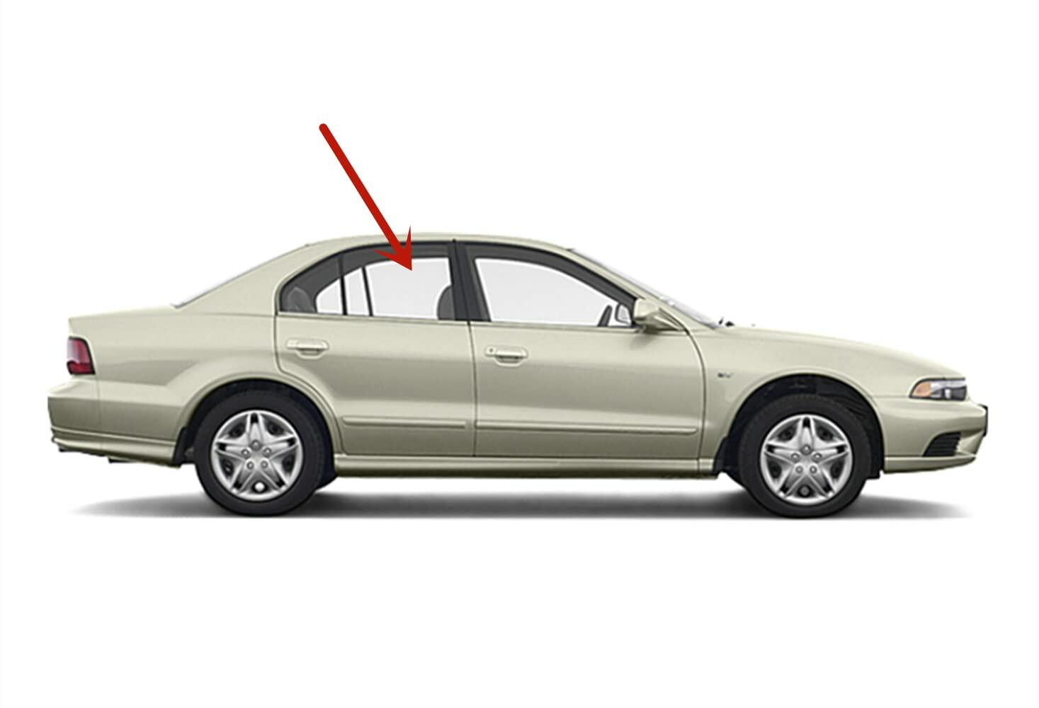 Tempered Passenger Right Side Rear Door Window Door Glass Compatible with Mitsubishi Galant 1999-2003 Models