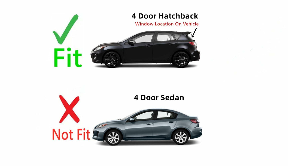 NAGD Heated Rear Tempered Glass Window Compatible With Mazda 3 4 Door Hatchback 2010-2013 Models