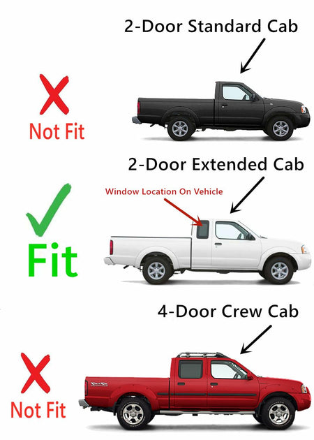 Passenger Right Side Quarter Glass Quarter Window Compatible with Nissan Frontier Pickup 2 Door Extended Cab 1998-2004 Models