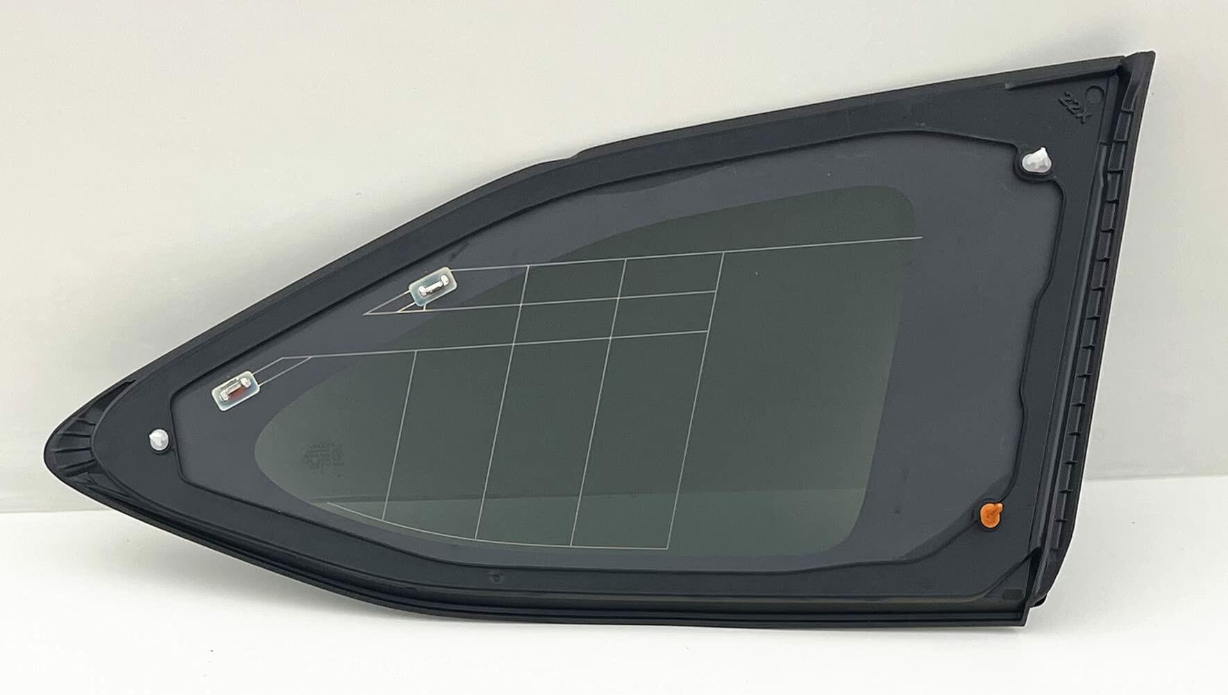 Black Moulding Style W/ Atenna Driver Left Side Quarter Window Quarter Glass Compatible with Toyota Highlander 2020-2025 Models