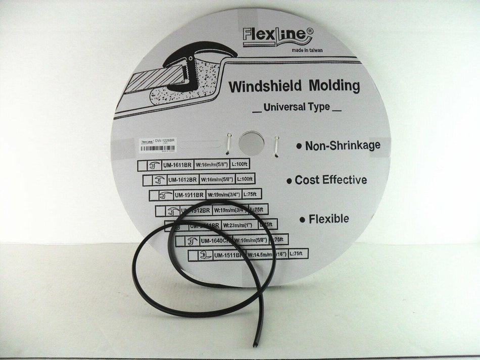 Flexline Windshield Auto Glass Universal Molding Flexible Trim Rubber 12.8mm 100ft UM1226BR