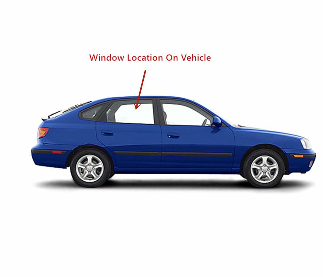 Passenger Right Side Rear Door Window Door Glass Compatible with Hyundai Elantra 4 Door Hatchback 2001-2006 Models