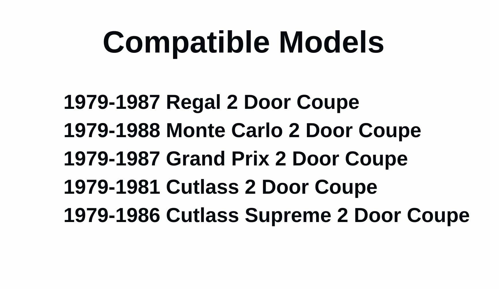 Driver Left Side Door Window Door Glass Compatible with Buick Regal/Pontiac Grand Prix/Chevrolet Monte Carlo/Oldsmobile Cutlass/Oldsmobile Cutlass Supreme 2 Door Coupe 1979-1987 Models