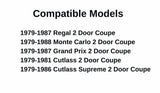 Driver Left Side Door Window Door Glass Compatible with Buick Regal/Pontiac Grand Prix/Chevrolet Monte Carlo/Oldsmobile Cutlass/Oldsmobile Cutlass Supreme 2 Door Coupe 1979-1987 Models