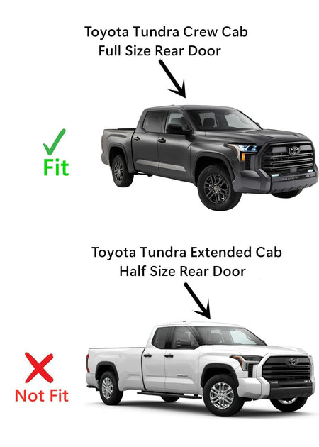 Tempered Passenger Right Side Rear Door Window Door Glass Compatible with Toyota Tundra Pickup 4 Door Crew Cab 2022-2025 Models