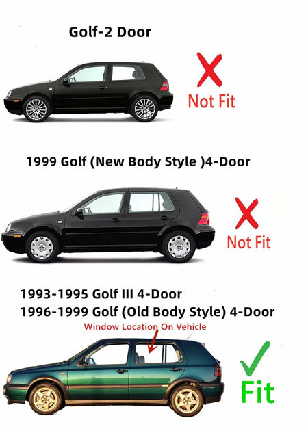 Driver Left Side Rear Door Window Door Glass Compatible with Volkswagen Golf / Golf III / Jetta / Jetta III 1993-1999 4 Door Models