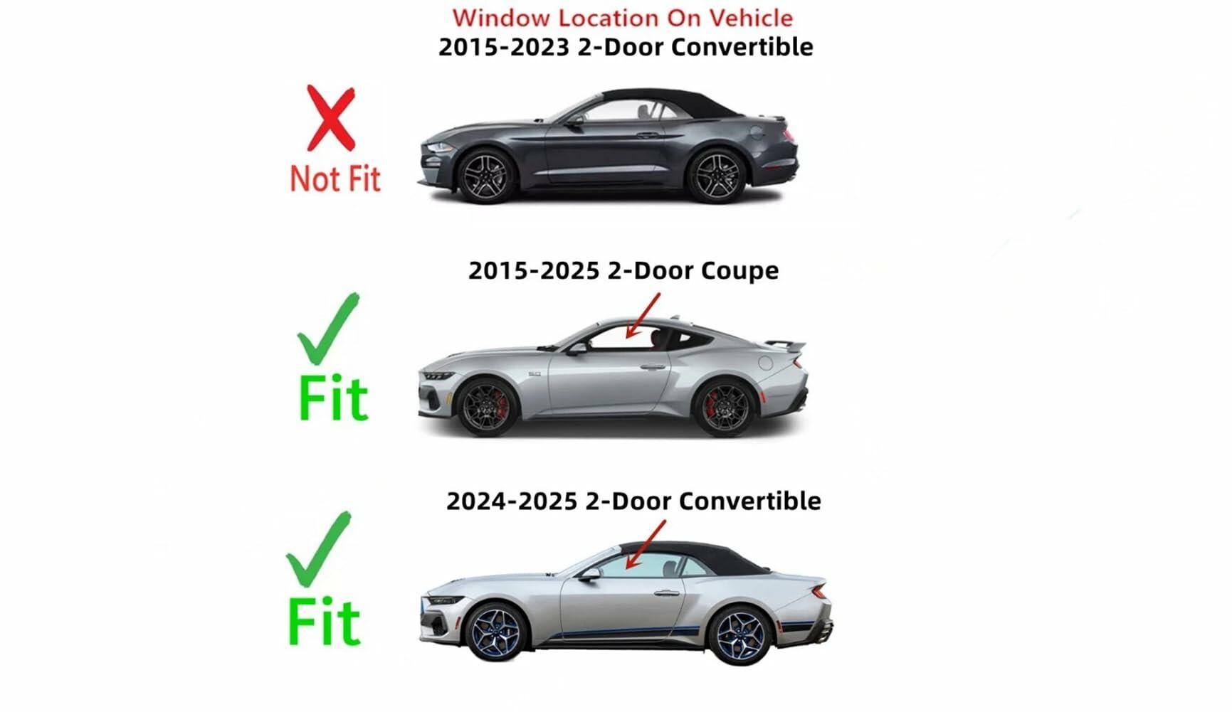 OEM W/ Data Sharing Ecth Driver Left Side Door Window Door Glass Compatible with Ford Mustang 2-Door Coupe 2015-2025 / Mustang 2-Door Convertible 2024-2026 Models
