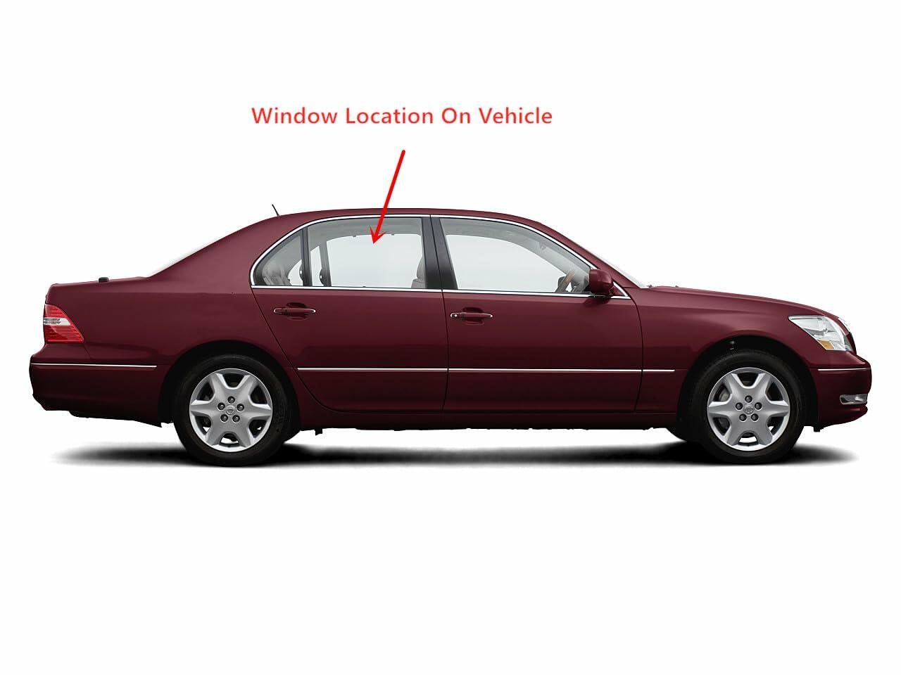 Passenger Right Side Rear Door Window Door Glass Compatible with Lexus LS430 2001-2006 Models