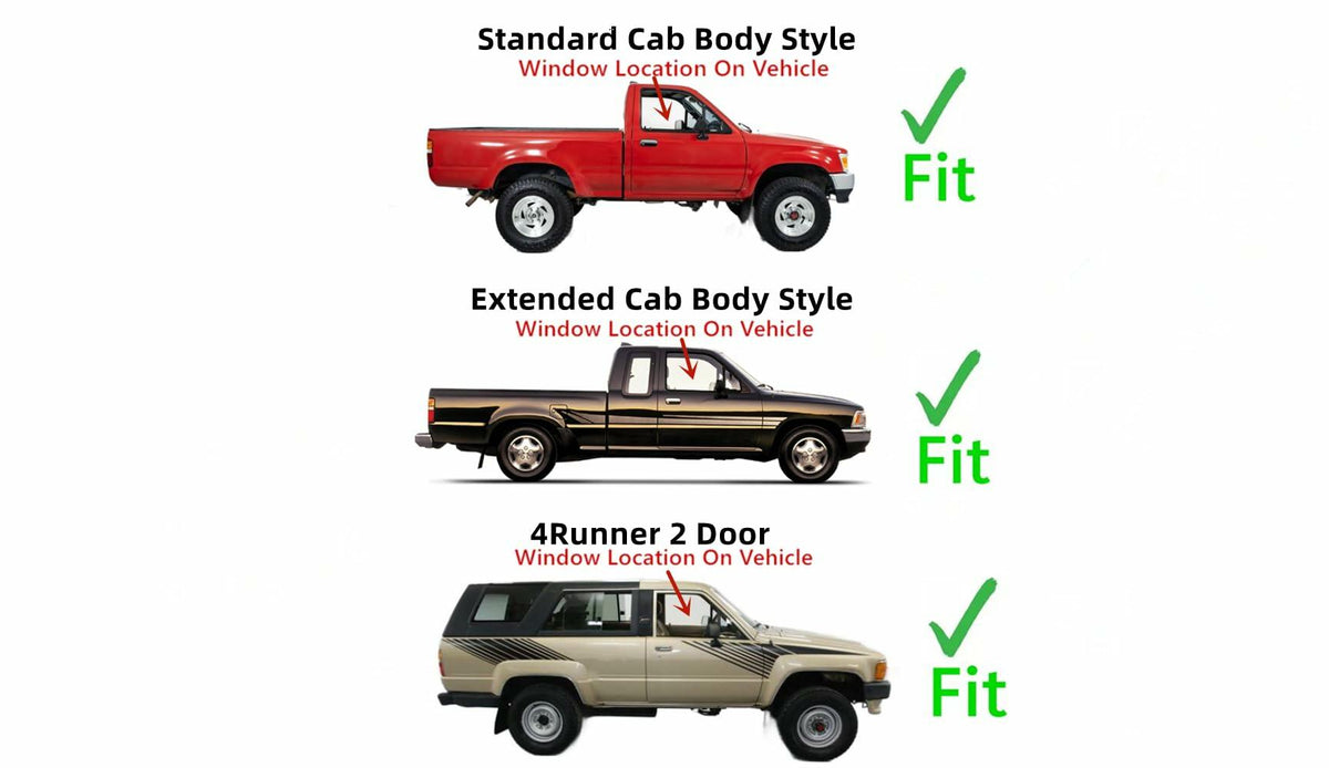 Tempered Passenger Right Side Front Door Window Door Glass w/ Vent Style Compatible with Toyota Pickup Truck 1989-1995 / 4Runner 1990-1991 Models