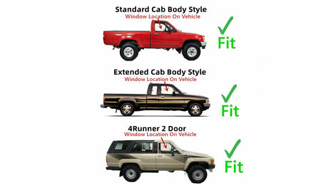 Tempered Passenger Right Side Front Door Window Door Glass w/ Vent Style Compatible with Toyota Pickup Truck 1989-1995 / 4Runner 1990-1991 Models