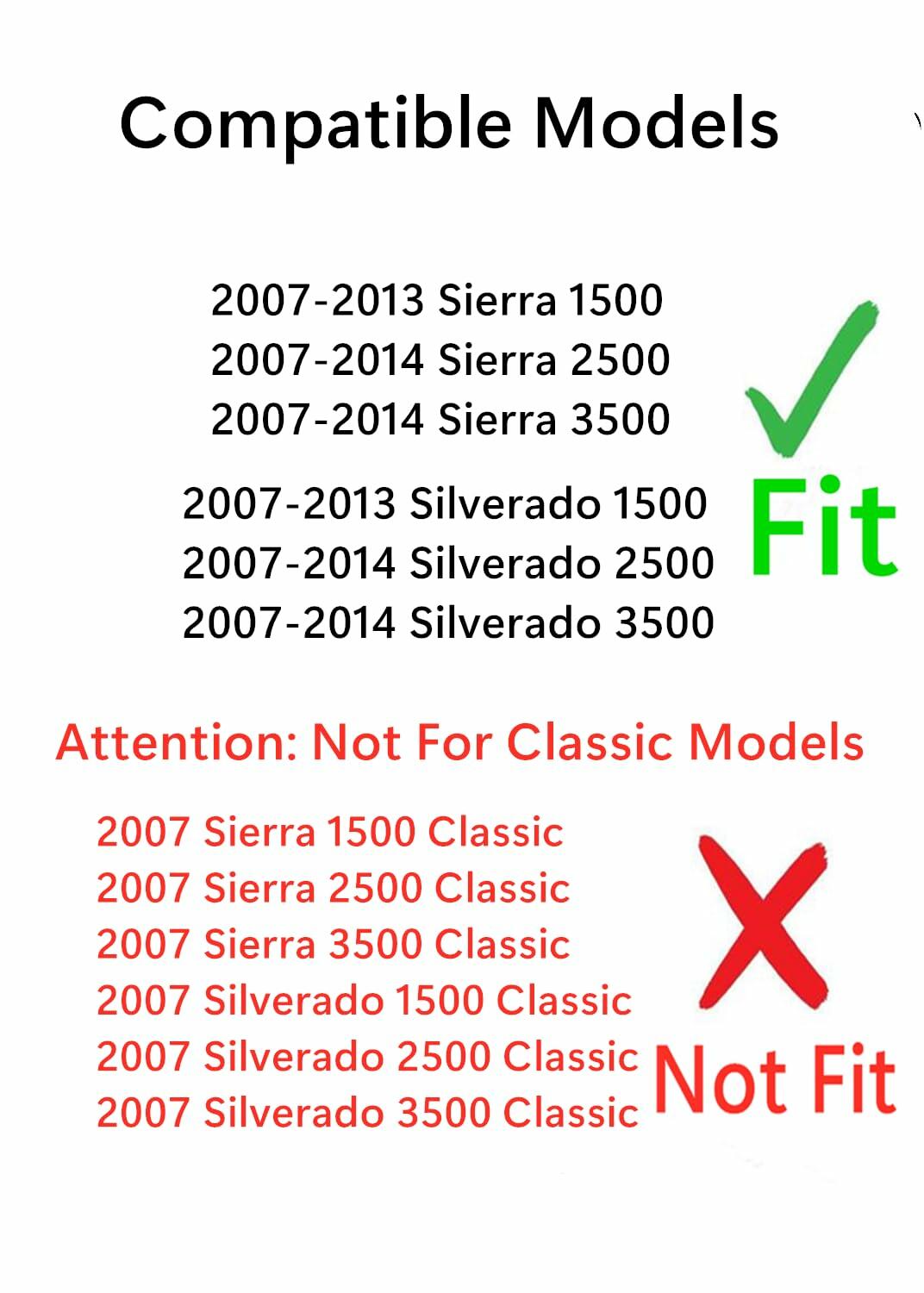 Flush Fit Manual Slider Back Window Back Glass Compatible with Chevrolet Silverado / GMC Sierra 1500 2007-2013 Models & 2500 3500 2007-2014 Models Pickup (Not For Classic Models)