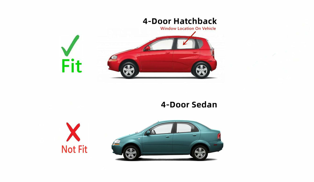 Driver Left Side Rear Door Window Door Glass Compatible with Chevrolet Aveo 2004-2008 4 Door Hatchback